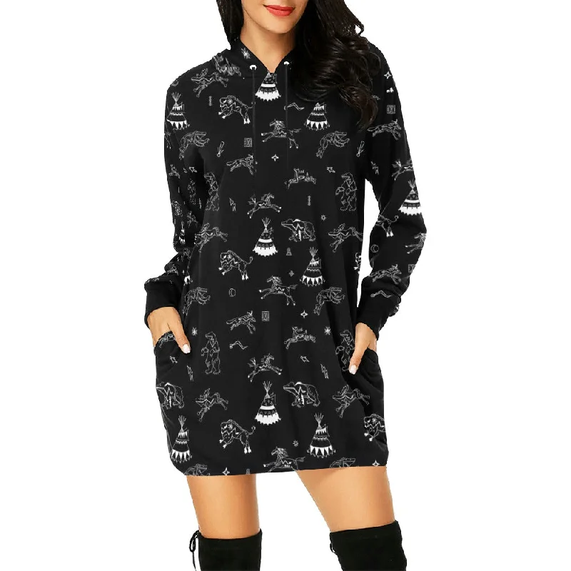 Ledger Dabbles Black Hoodie Dress Hoodie with Color Block Contrast Stylish