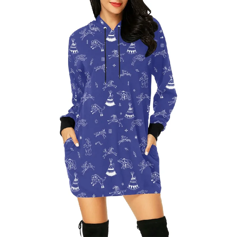 Ledger Dabbles Blue Hoodie Dress Hoodie with Side Slits Relaxed Casual