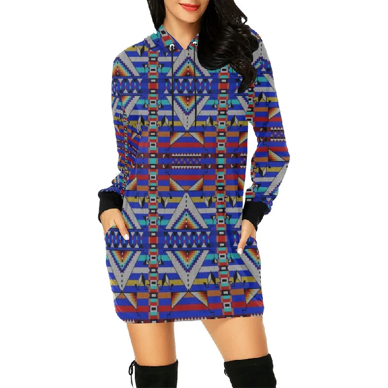 Medicine Blessing Blue Hoodie Dress Hoodie with Mesh Breathable Sporty