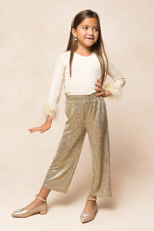 Mini Gloria Pants in Metallic - FINAL SALE Cozy Knit Pants