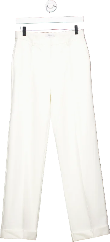 NA-KD White Fold Up Suit Pants UK 10 Stylish Slim Trousers