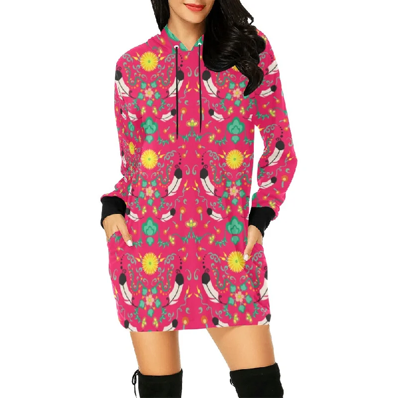 New Growth Pink Hoodie Dress Hoodie with Hem Applique Textured Unique