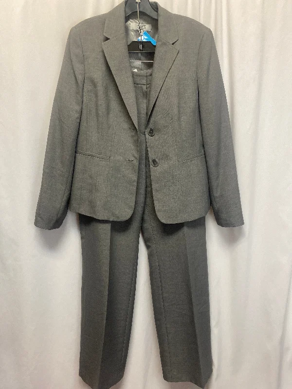 Pants Suit 2pc By Kasper In Grey, Size: L Elegant Silk Pants