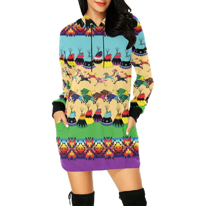 Prairie Bison Hoodie Dress Hoodie with Cuffed Sleeves Snug Secure