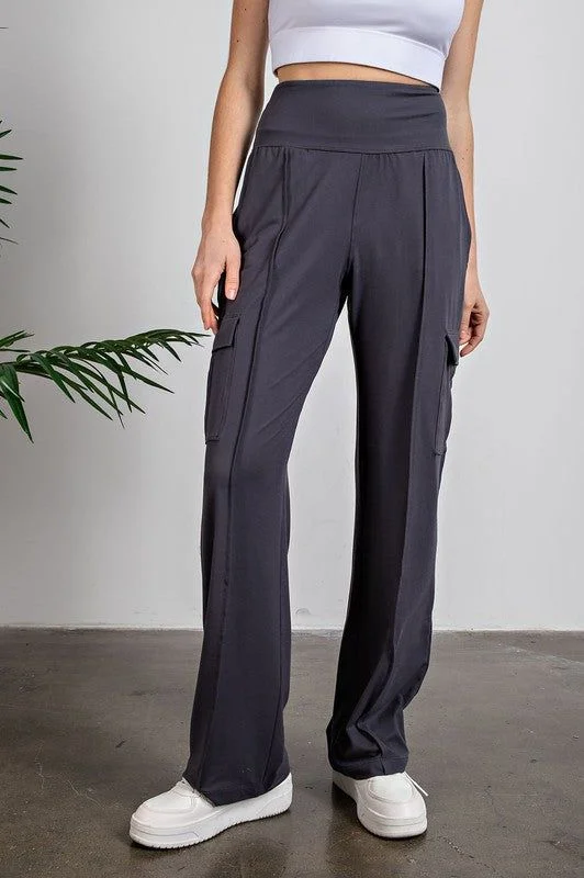 Rae Mode Butter Straight Leg Cargo Pants Chic Faux Leather Pants