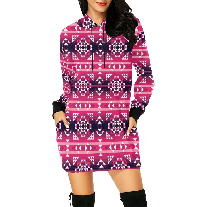 Royal Airspace Red Hoodie Dress Hoodie with Pattern Geometric Abstract