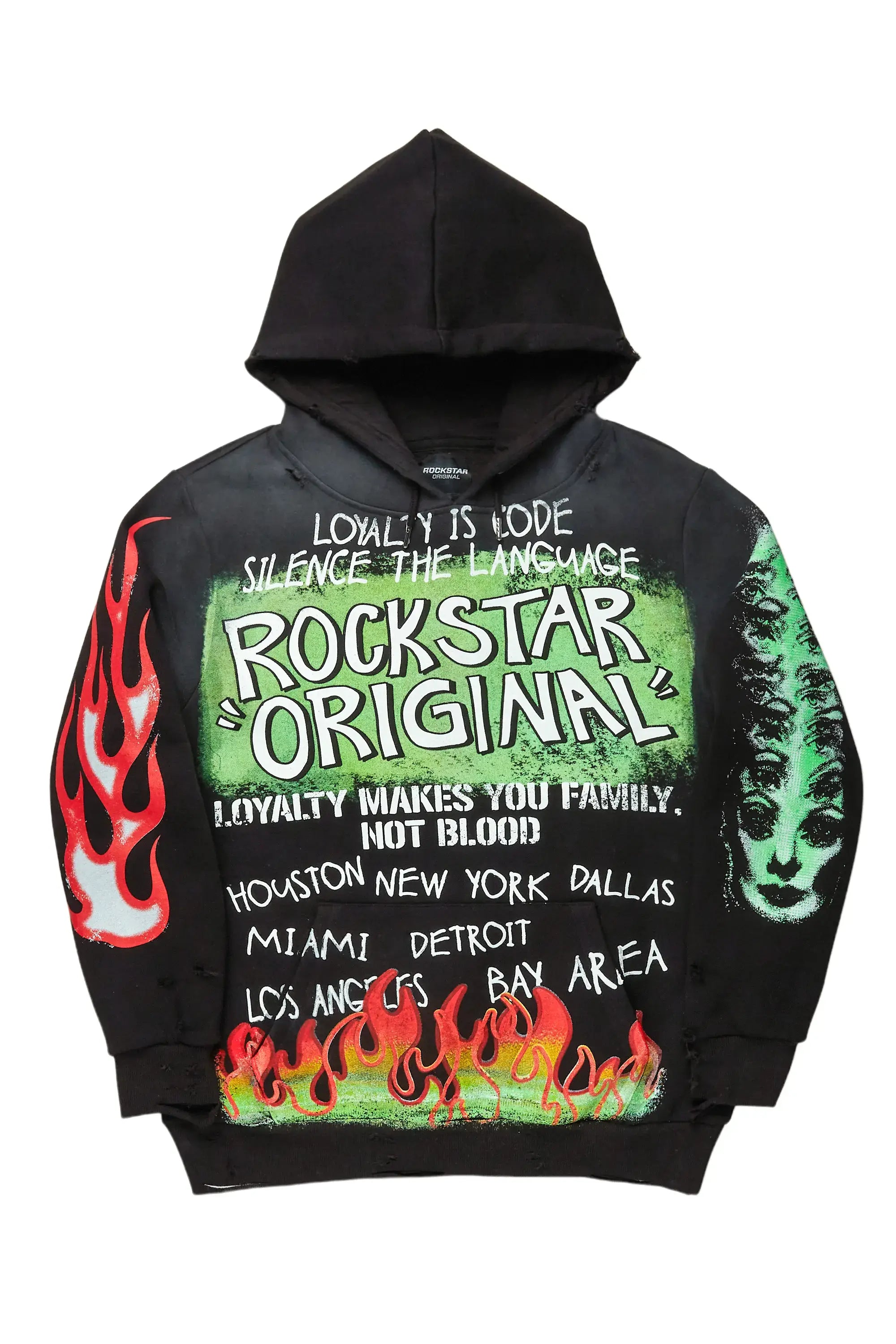 Bridgette Black Oversized Hoodie Hoodie with Typography Text Message