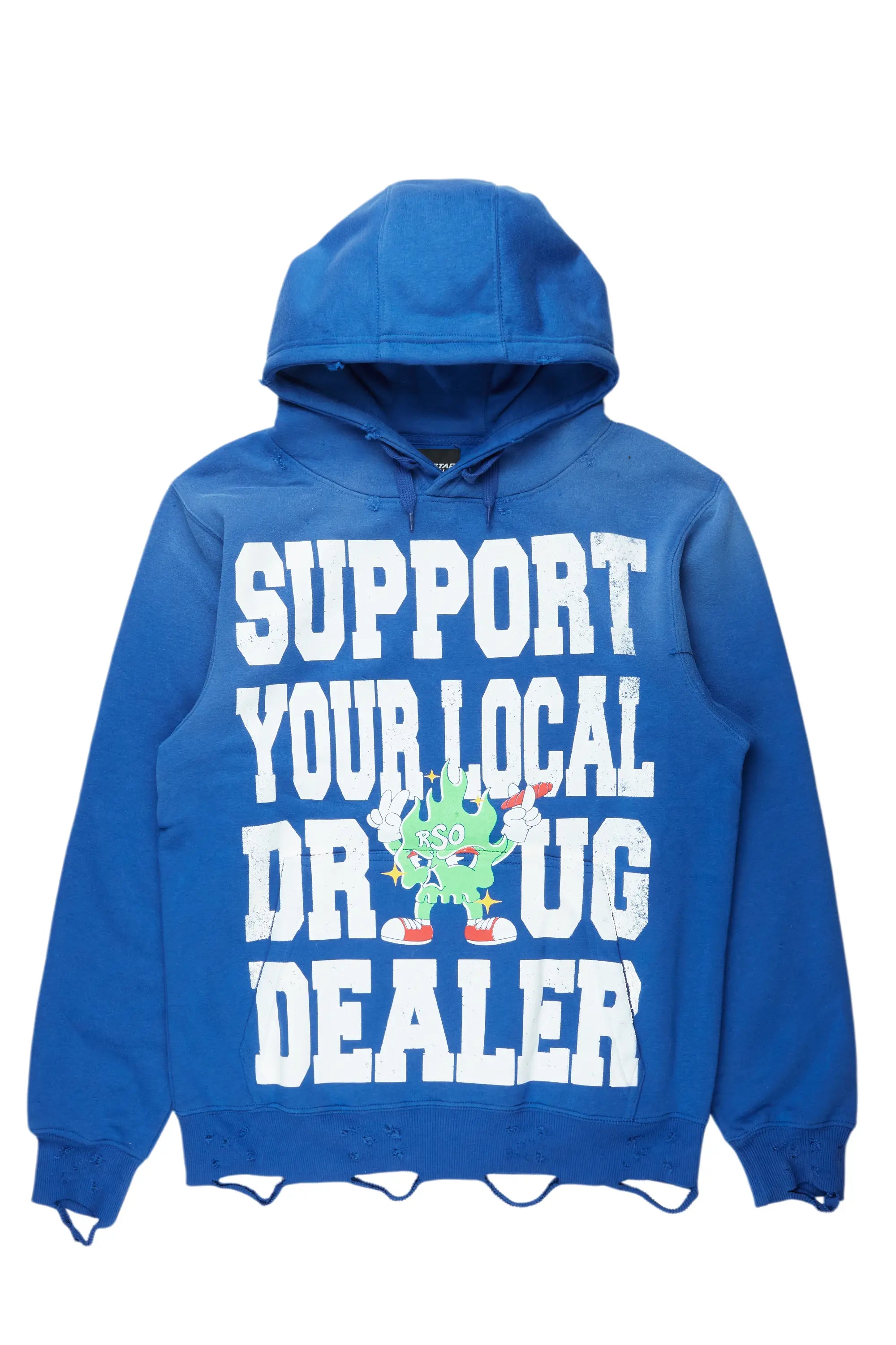 Mareona Royal Blue Oversized Hoodie Hoodie with Emblem Brand Identity