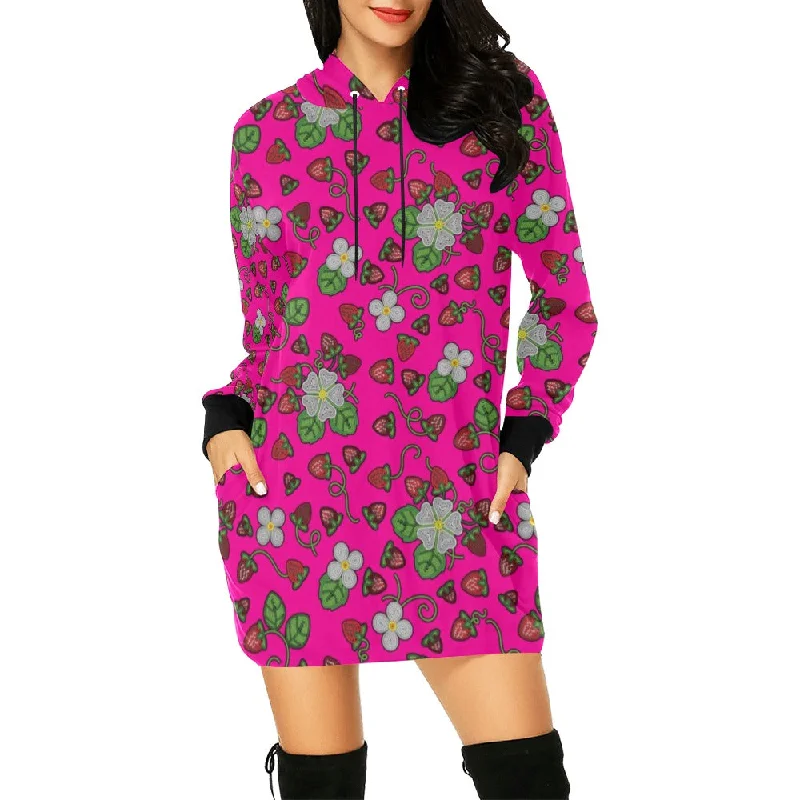 Strawberry Dreams Blush Hoodie Dress Hoodie with Mock Neck Collared Structured