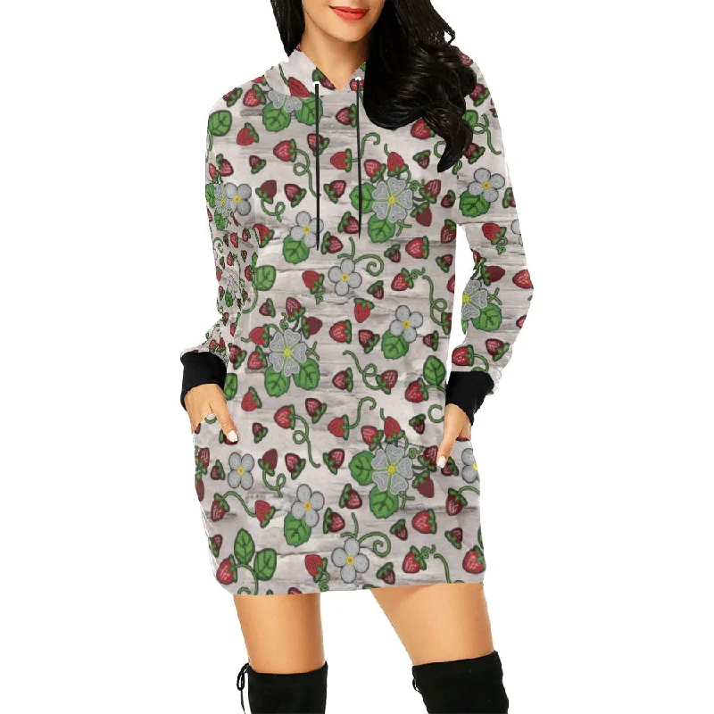 Strawberry Dreams Bright Birch Hoodie Dress Hoodie with Button Placket Classic Preppy