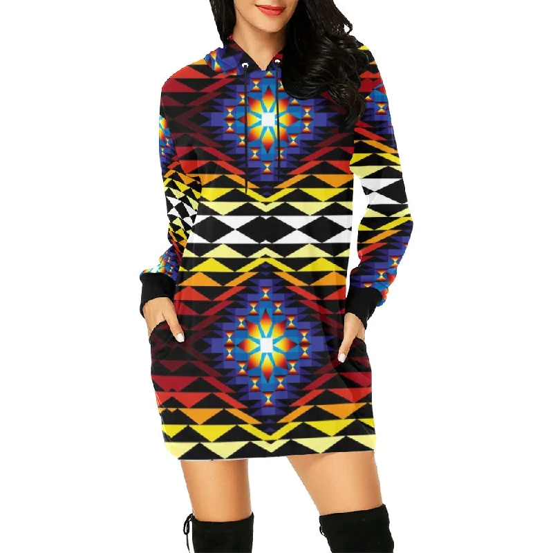 Sunset Blanket Hoodie Dress Hoodie with Ribbed Cuffs Snug Fit Comfort