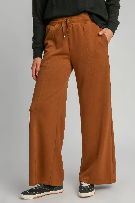 Umgee Drawstring Wide Leg Pants with Pockets Casual Skinny Fit Pants