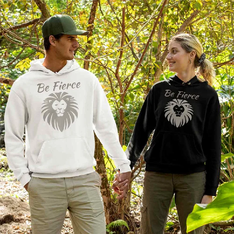 Be Fierce Lion graphic print hoodies for male & female, lioness-love Hoodie with Puffed Sleeves Voluminous Trendy