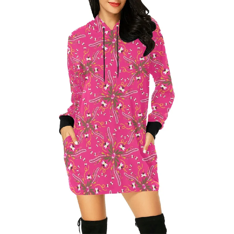 Willow Bee Bubblegum Hoodie Dress Hoodie with Metallic Shiny Futuristic