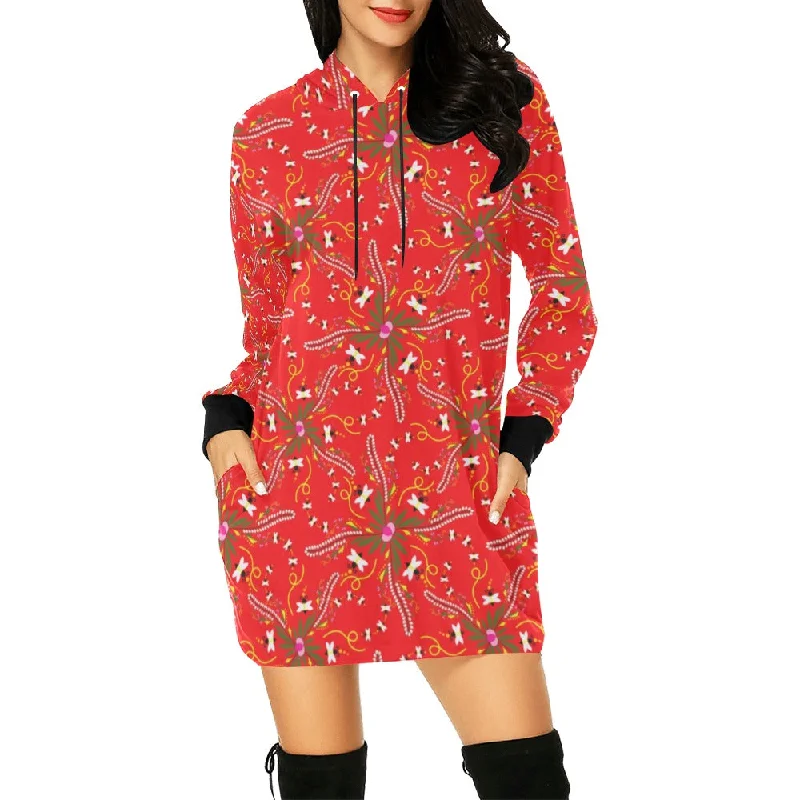 Willow Bee Cardinal Hoodie Dress Hoodie with Raw Hem Edgy Unfinished