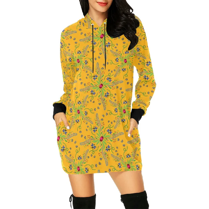 Willow Bee Sunshine Hoodie Dress Hoodie with Drop Shoulder Relaxed Streetwear