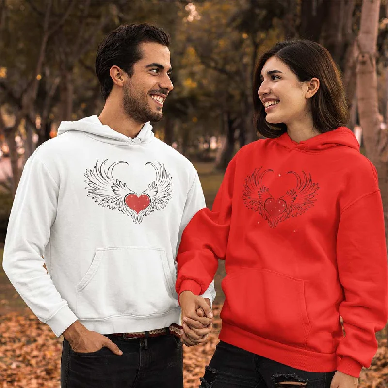 Winged heart graphic unisex hoodies, lioness-love Hoodie with Sequins Glamorous Eye-catching