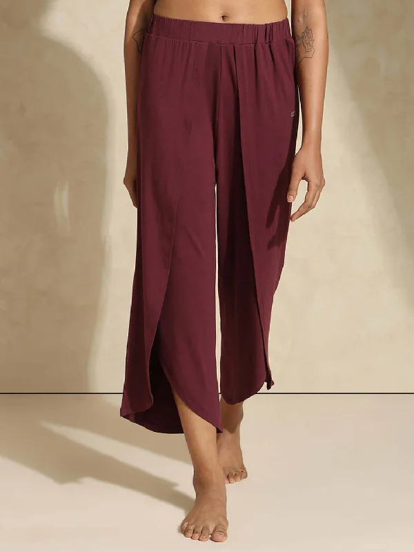 Yoga Tulip Pants Plum Elegant Palazzo Trousers