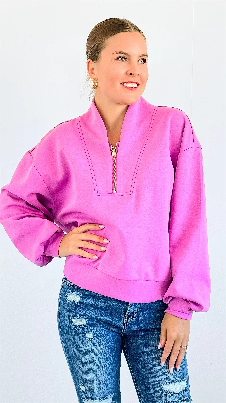 Zip-Up Scuba Long Sleeve Sweatshirt - Magenta Hoodie with Reflective Safety Nightwear Zip-Up Scuba Long Sleeve Sweatshirt - Magenta Hoodie with Reflective Safety Nightwear