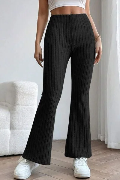 Basic Bae Ribbed High Waist Flare Pants Formal Slim Pants