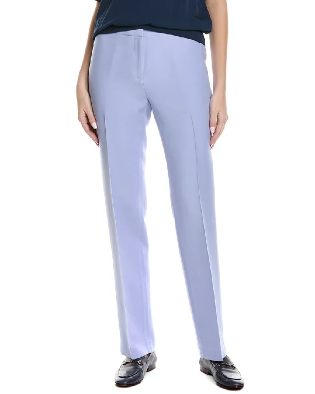 Lafayette 148 New York Barrow Wool & Silk-Blend Pant Comfortable Wide-Leg Pants