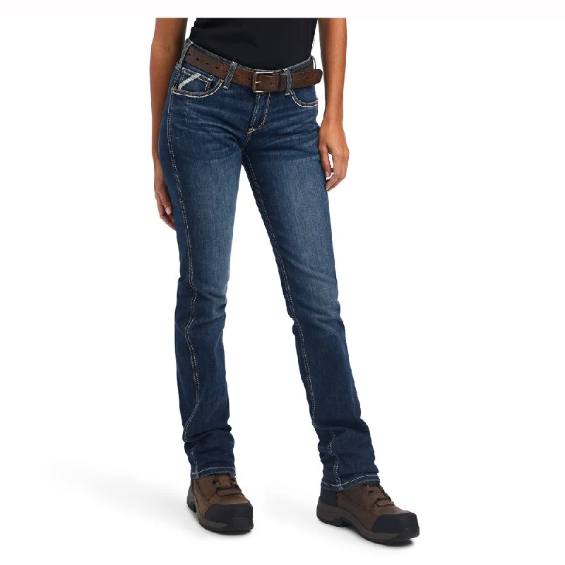 10041068 Ariat Women's Rebar Riveter Perfect Rise Straight Leg Jean - Atlanta Fashionable Raw Edge Jeans