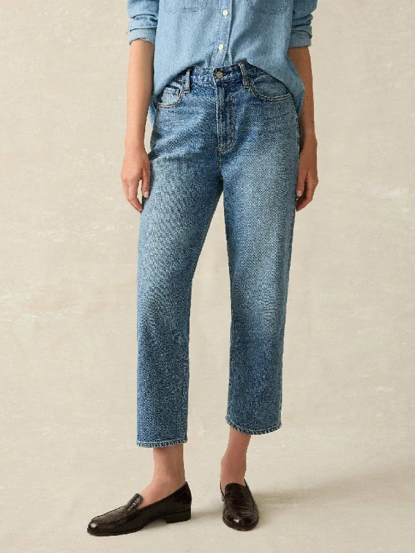 90s Crop Jean - Bluestone Wash Casual High-Waisted Bootcut Jeans