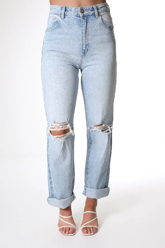 A 94 High Straight Jean Gina Rip Fashionable Cropped Denim Jeans