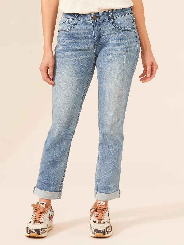 "Ab"solution® Blue Denim Girlfriend Jean Comfortable Mid-Rise Jeans