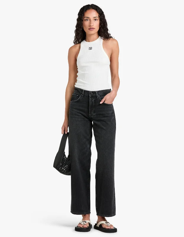 Manon Jean - Dark Stone Grey Comfortable Straight-Legged Denim