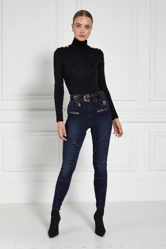 Biker Jean (Deep Indigo) Comfortable Zip-Fly Denim Jeans