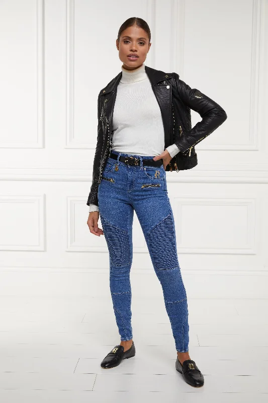 Biker Jean (Denim) Casual High-Waisted Bootcut Jeans