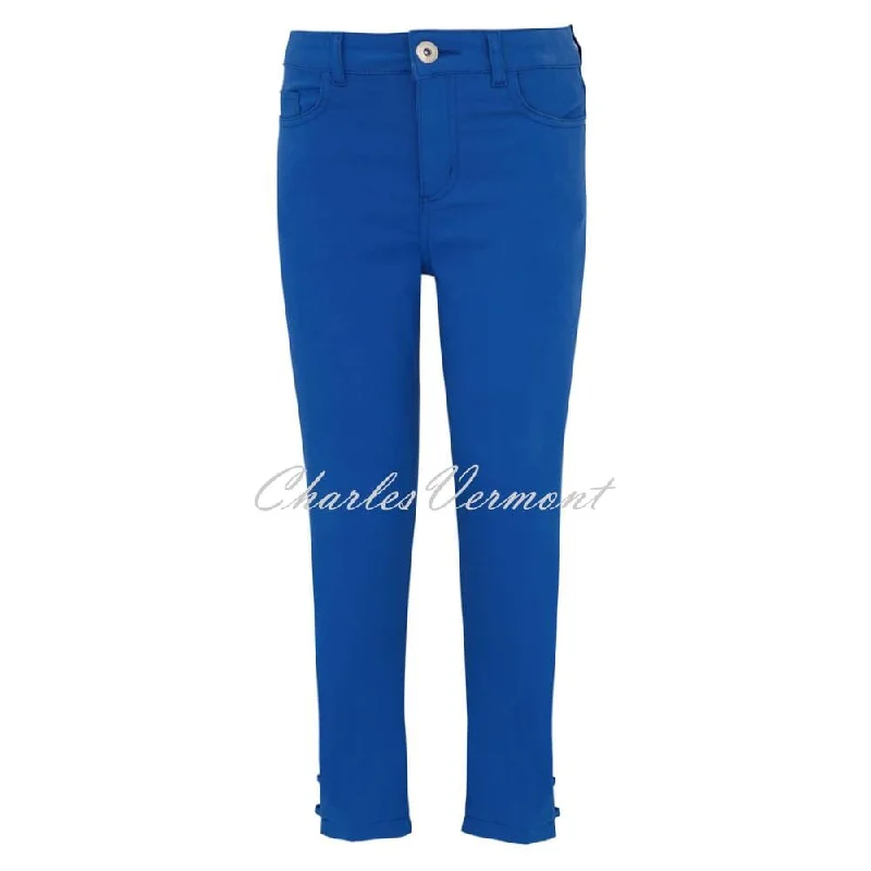 Dolcezza Cropped Jean With Ankle Detail - Style 23202 (Royal Blue) Stylish High-Rise Mom Jeans