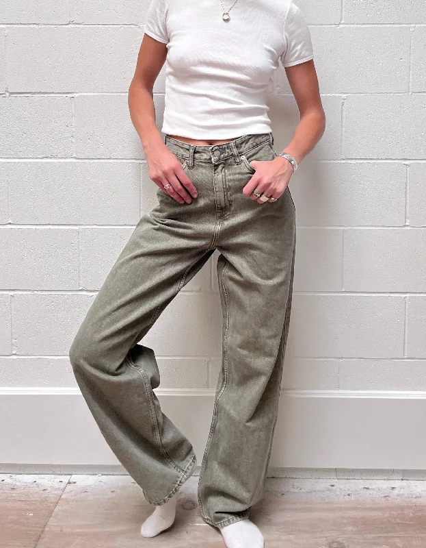 Donna Jean in Washed Olive Chic Ripped Jeans