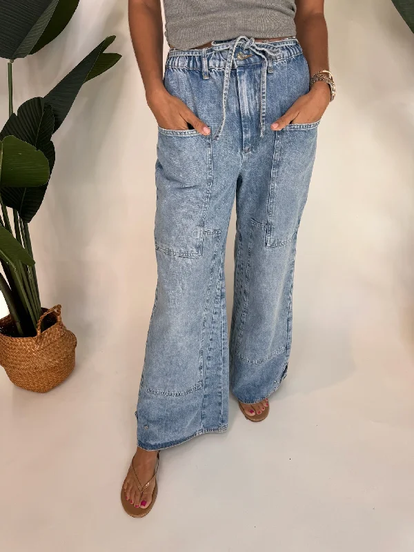 Free People CRVY Outlaw Wide Leg Jean Comfortable Straight-Legged Denim