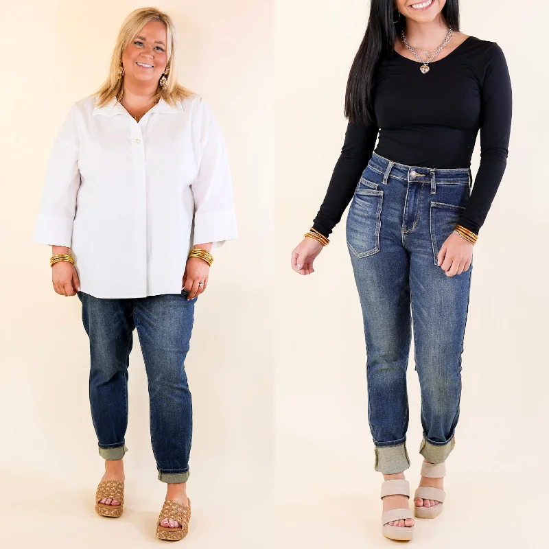 Judy Blue | Easy Breezy High Waisted Classic Relaxed Fit Jean in Dark Wash Comfortable Stretch Denim Jeans Judy Blue | Easy Breezy High Waisted Classic Relaxed Fit Jean in Dark Wash Comfortable Stretch Denim Jeans