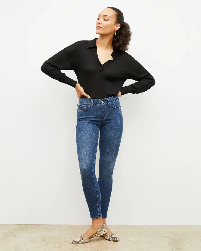 Le Skinny De Jeanne Crop Casual Bootcut Ripped Jeans