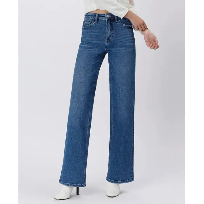 Lovervet Nicest 90's Super High Rise Wide Leg Jean Trendy Wide-Legged High-Waist Jeans