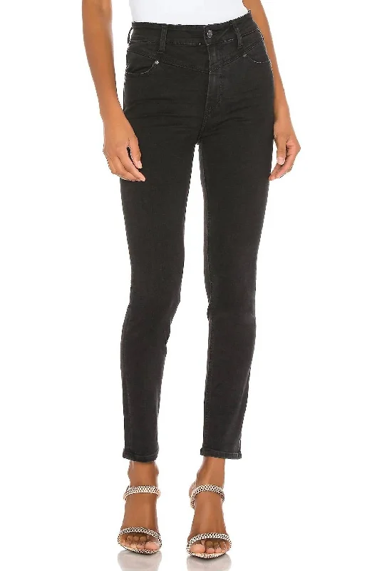 Margot Angled Yoke Ankle Skinny Jean In Midnight Star Stylish Shredded Denim Jeans