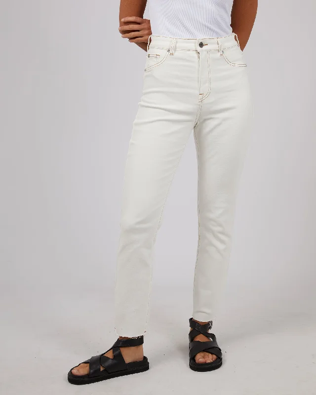 Monica Mom Comfort Jean Vintage White Comfortable Folded Hem Jeans