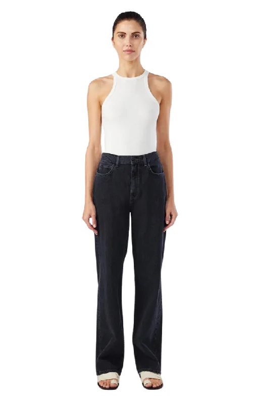 Ms. Keaton High Rise Baggy Jean - Black Fashionable Button-Front Jeans