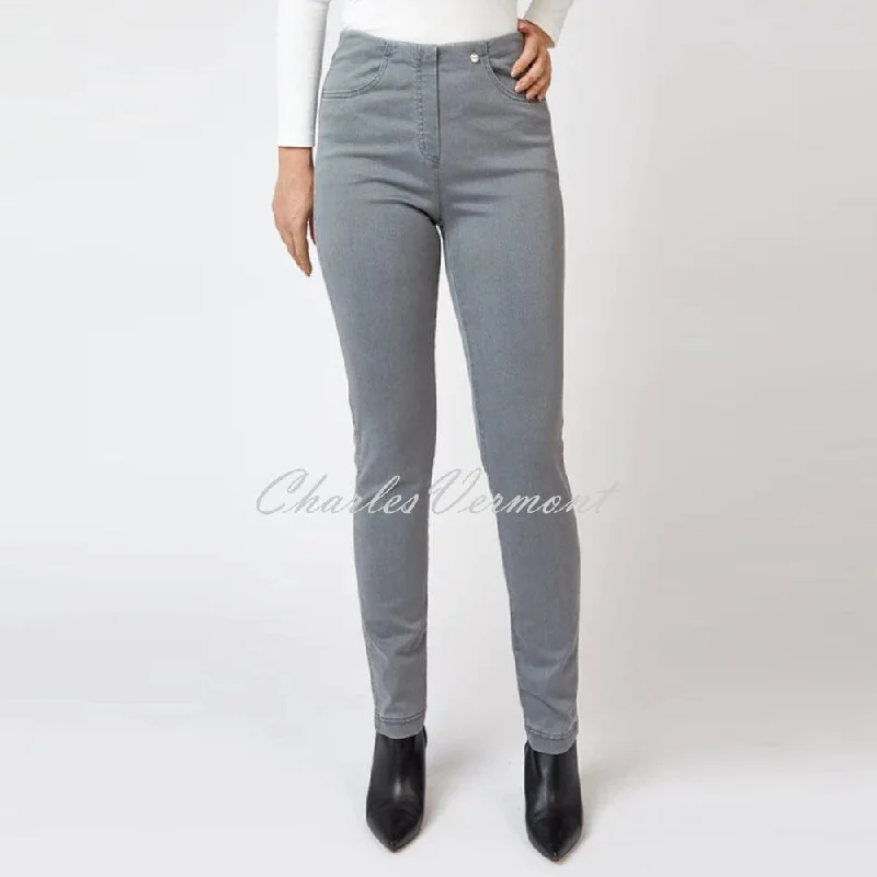 Robell Bella Full Length Jean 52560-5448-95 (Grey Denim) Fashionable Cropped Denim Jeans