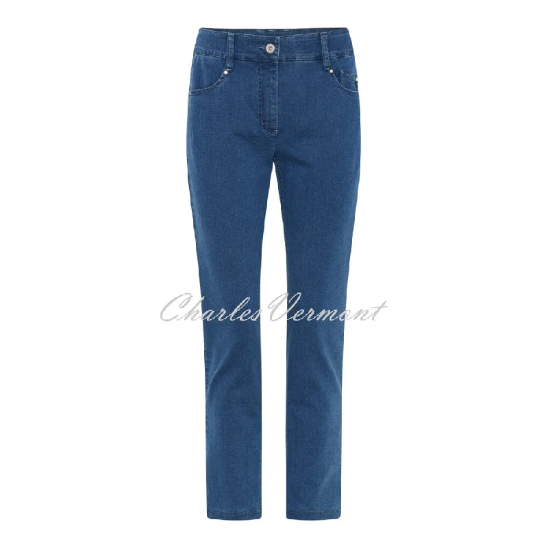 Robell Elena 09 - 7/8 Cropped Denim Jean 52533-5448-64 (Denim Blue) Trendy Acid Wash Skinny Jeans