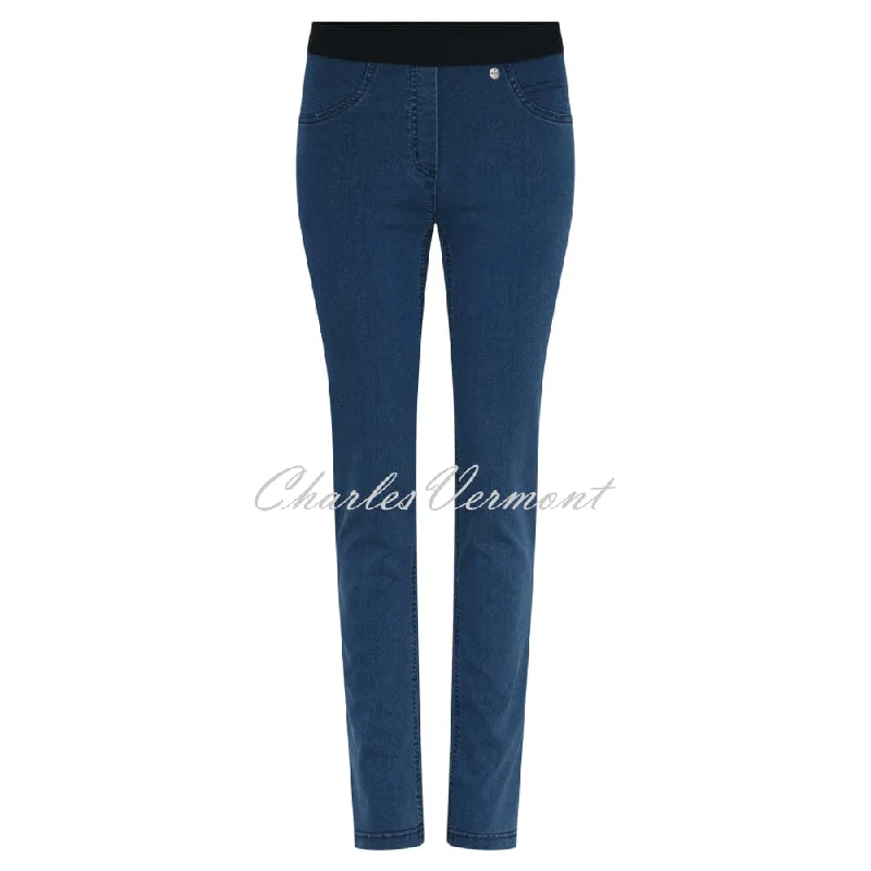 Robell Rose - Full Length Jean 52433-5448-64 (Blue Denim) Trendy Skinny Fit Jeans