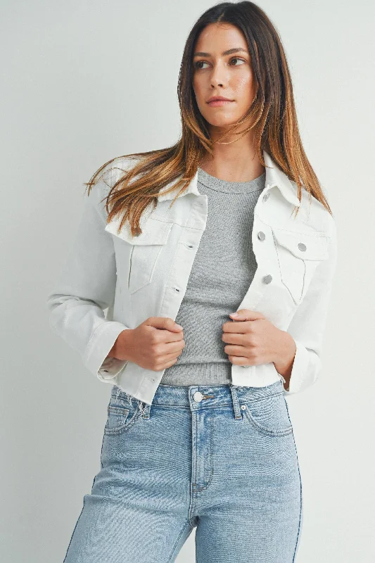 Slay the Fray White Jean Jacket Fashionable Vintage Wash Jeans