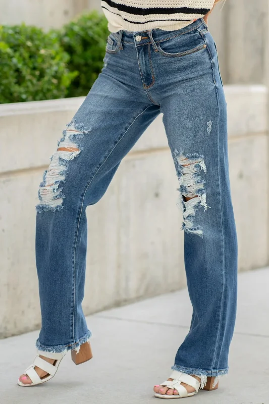 The Tiffany Mid Rise Dad Jean Casual Distressed Skinny Jeans