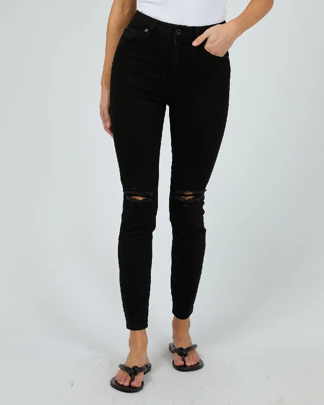 Vice High Skinny Jean Jet Black Trash Chic Rolled Cuff Denim Jeans