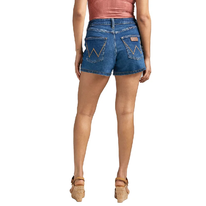 Wrangler Women's Retro Mae Mid Rise Jean Shorts Trendy Colored Denim Jeans