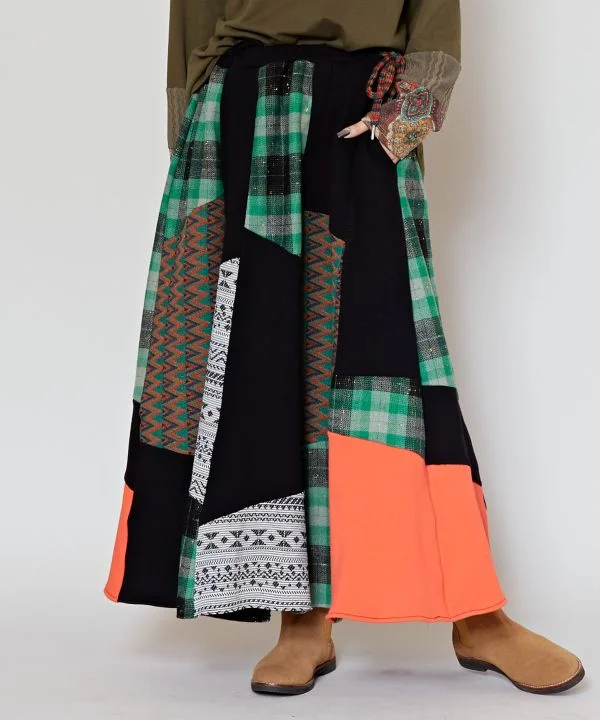 Patchwork Skirt linen skirt relaxed