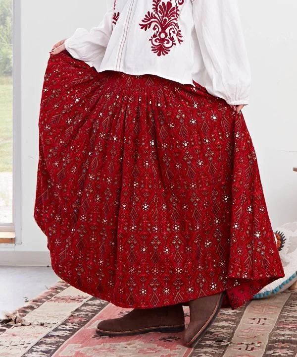 Bohemian Embroidered Skirt leather skirt modern